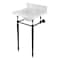 Kingston Brass 19 Carrara Marble Console Sink with Brass Legs 8 Faucet Drillings, Marble WhiteMatte Black KVPB1917M380ST - alternate 1